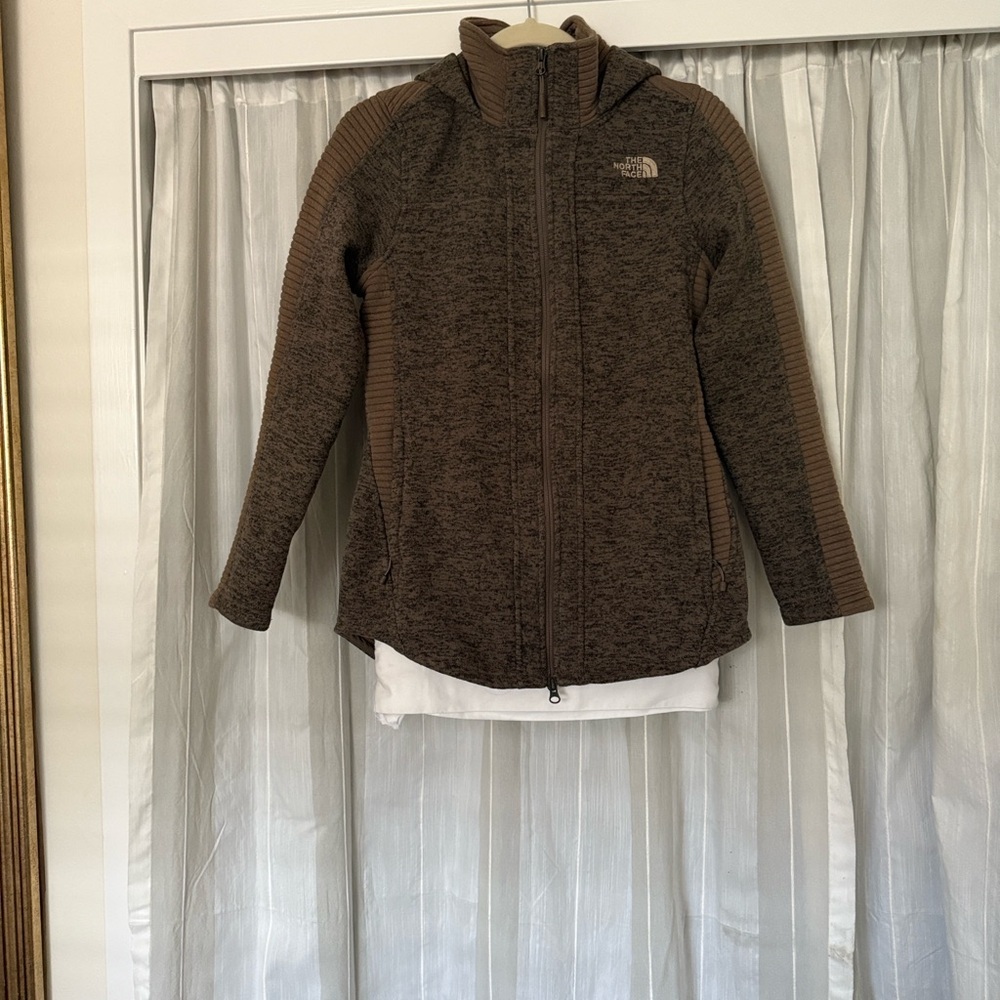 The North Face Brown Fleece Hooded Full Zip Jacket Women’s Small - Picture 3 of 15